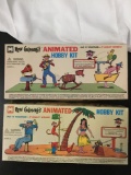2x Multiple Toymakers Rube Goldbergs Animated Hobby Kits with original boxes; Professor LB Butts