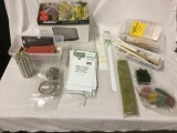 Lot of assorted model landscaping accessories. Texture, sheeting, grass, trees, grass, dirt, gravel,