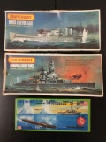 3x plastic model kits, 1/700 scale; SEALED Matchbox HMS Exeter B-Class Cruiser, Matchbox Admiral