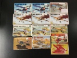 12x military aircraft model kits, 1/72 scale; SEALED AirFix Fokker Triplane, AirFix AVRO 504 K, 2x