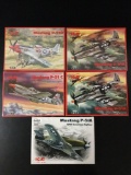 5x SEALED ICM military aircraft plastic model kits, 1/48 scale; Mustang P-51D, 2x (one is opened)