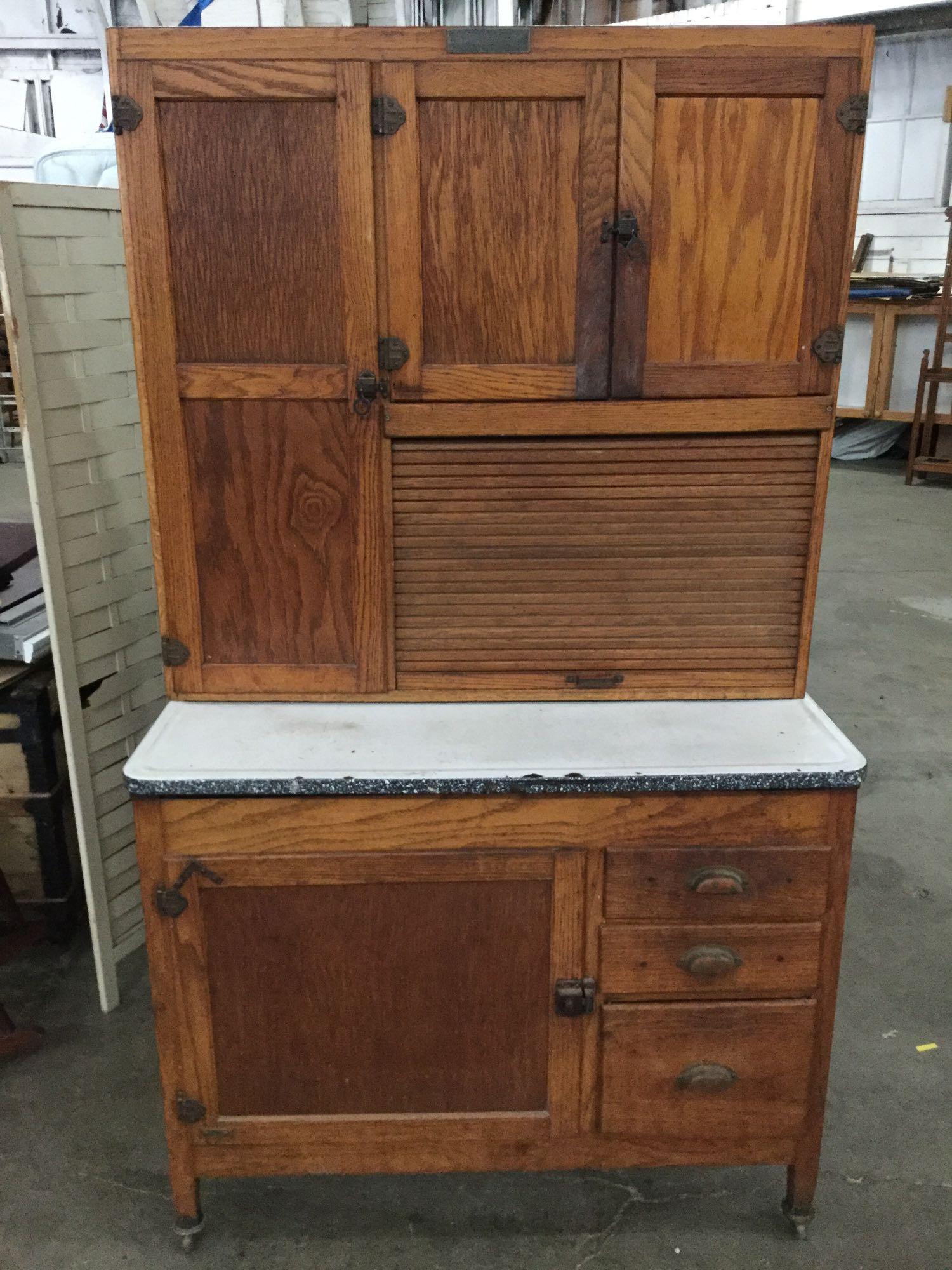 Antique Kitchen Hutch With Flour Bin