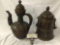 Set of 2 antique copper coffee and tea pots from Tibet - nice detail