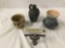 3 vintage and antique ceramic pieces incl. Native American vessel, glazed jug and vase