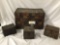 Set of 4 antique carved bamboo storage dresser boxes from Bhutan