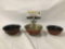3 antique monk sipping bowls from Bhutan - 2 small and 1 senior size