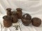 6 antique wooden wine and food containers with lids - Bhutan?