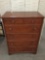 Antique wooden 6 drawer tall boy wood dresser - clean mission style design