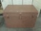 Antique large early flat top steamer trunk painted in a bronze color