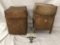 Pair of 2 antique standing rice basket with lids from Bhutan plus additional basket