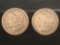 2 silver Morgan dollars, 1896-O and a 1897-S