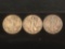 Set of 3 silver walking Liberty half dollars,1941-S and 2 @ 1943-S