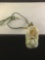 White jadeite pendant of carp fish above lotus flower blossom w/ beaded necklace