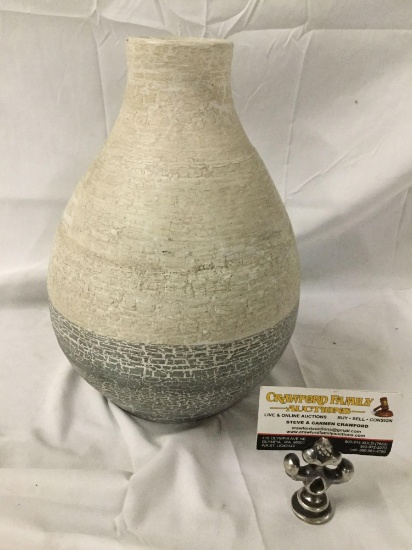 Antique two tone ceramic vase with age crackle finish