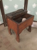 Antique Shoe Shine Box w/ brush, one leg has been repaired - see pics