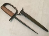 US WWI 3-edged Trench Knife with Sheath, Marked LF and C 1917