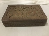 Vintage/antique carved wood dragon box with segmented inside - made in Nepal