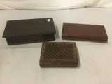 3 vintage wooden jewelry / trinket boxes incl. laser cut walnut box