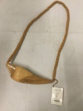Fijian Tabua Traditional Ornamental Necklace, with Mother of pearl inlay and original tags