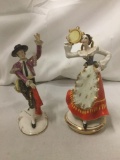 Pair of vintage/antique porcelain statues, Bullfighter (Algor, Dresden) & Senorita