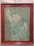 Lady Liberty mosaic in frame - unknown artist made in France