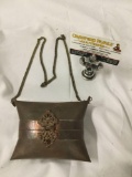 Antique copper enameled evening bag purse with chain - made in Thailand
