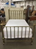 Antique brass rail full size bed with mattress