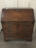 Antique wooden secretary desk with 3 keys, locking drawers and nice wood grain