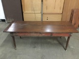 Antique long wooden coffee table with rustic look