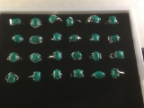 Collection of 24 silver plated estate rings w/ natural turquoise? Stones, various sizes