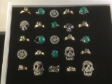 Collection of 20 new estate rings w/ CZ?s and turquoise? Settings