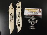 2 antique bone knives / letter openers