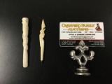2 antique bone items; pen and cigarette holder