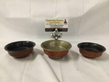 3 antique monk sipping bowls from Bhutan - 2 small and 1 senior size