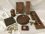 Wooden games - Railantique puzzle, mancala, jenga type game, Chinese checkers etc