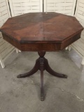 Vintage 40's octagonal claw foot base wooden side table