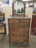 Vintage Tickley Bros Co (Grand Rapids) dresser with mirror and glass surface piece