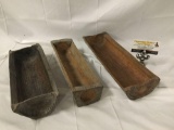 3 antique teak wood cheeseboards from Bhutan