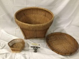 3 antique woven baskets from Bhutan in various sizes