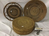 Antique woven baskets; cobra basket with lid, bowl basket from Zambia