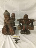 2 antique wood carved figures from North Thailand - nice detail
