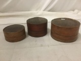 3 vintage and antique Bhutan spice boxes - various sizes