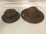 2 vintage woven hats made in Vietnam - traditional wear