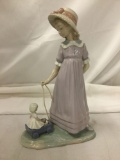 Fine porcelain Lladro Girl with Toy Wagon figurine