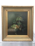 Original vintage still life oil on canvas painting by Hart - date unknown - nice frame