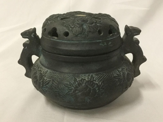 Vintage Japanese ornate incense burner - as is two small chips