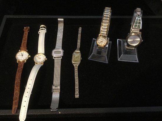 Collection of 6 woman?s watches from estate including a vintage Swiss Abra