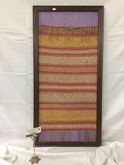 Ancient handmade tapestry rug wall hanging in frame - by unknown artist