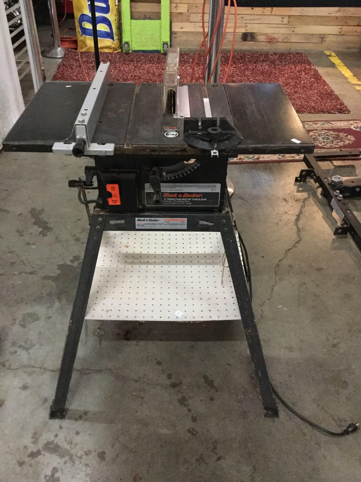 Black and Decker 8 inch Induction Motor Table Saw, Type 2 no. 9419, with  Black and Decker stand