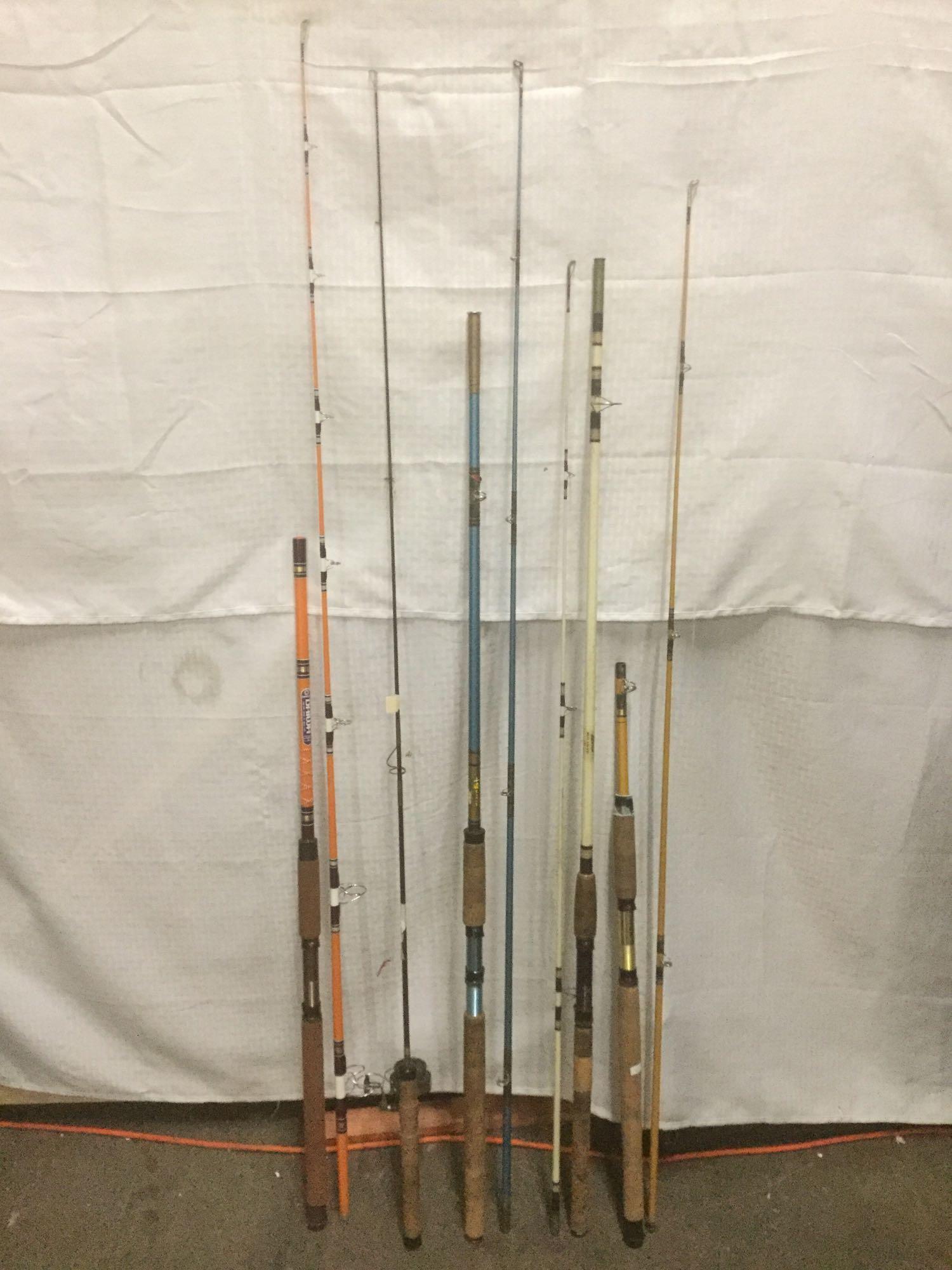 5 Vintage Fishing Rods, Daiwa 1525, Unmarked Rod